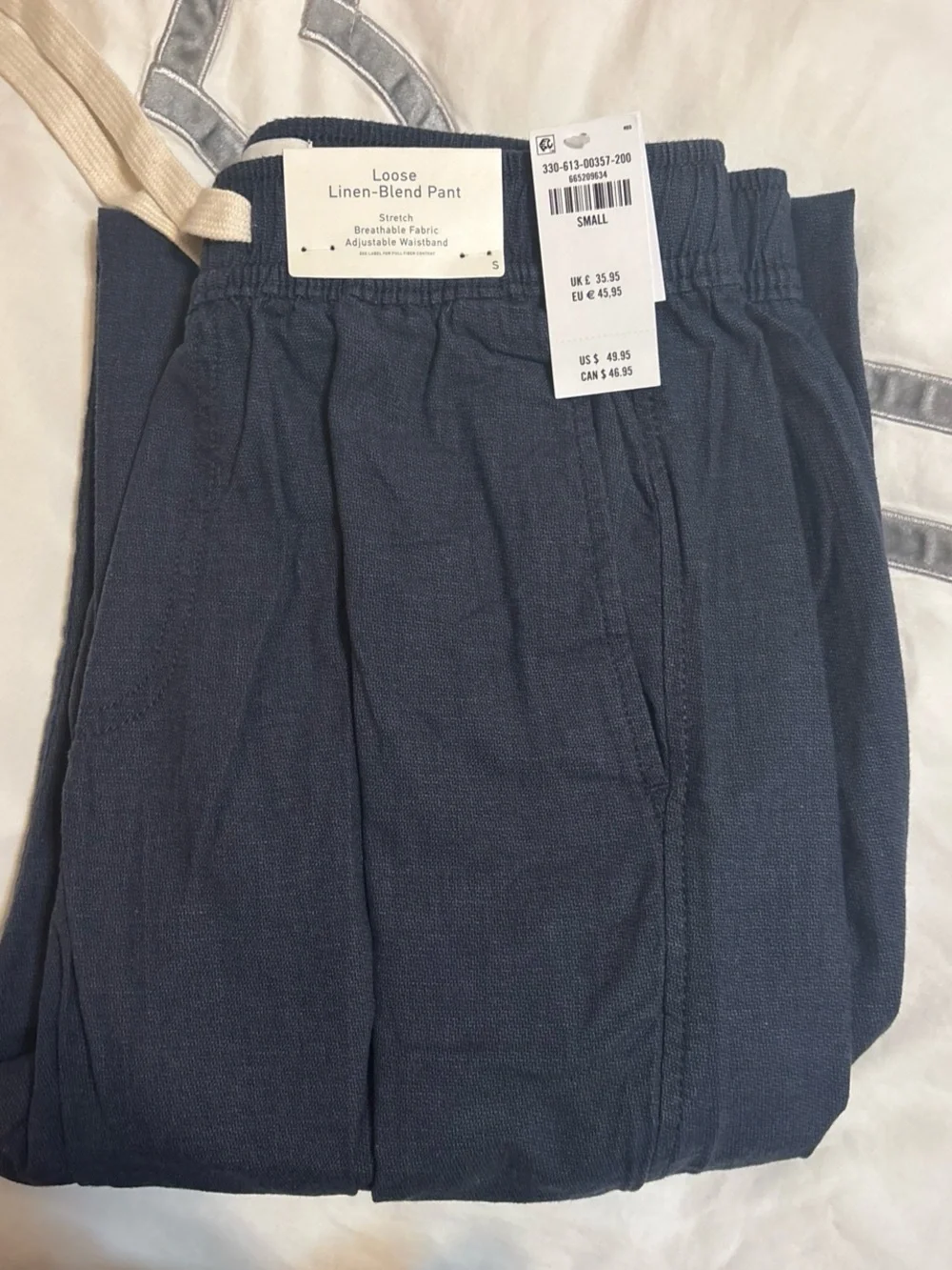 Hollister Men's Navy Drawstring linen Pants